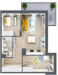 3 pokoje, mieszkanie 51,25 m², parter, oferta nr 2, ul. Powstańców / os. Piastów - Budynek F, Kraków, Mistrzejowice, Osiedle Piastów, ul. Powstańców / os. Piastów