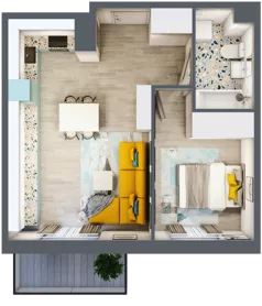2 pokoje, mieszkanie 42,14 m², piętro 2, oferta nr 30, ul. Powstańców / os. Piastów - Budynek F, Kraków, Mistrzejowice, Osiedle Piastów, ul. Powstańców / os. Piastów