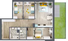 4 pokoje, mieszkanie 88,22 m², parter, oferta nr 1, Smętna Garden, Kraków, Bronowice, Bronowice Wielkie, ul. Smętna 1E/F