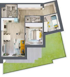 3 pokoje, mieszkanie 63,28 m², parter, oferta nr B2, ul. Stawowa ABC, Kraków, Prądnik Biały, Bronowice Wielkie, ul. Stawowa 246/246A/246B