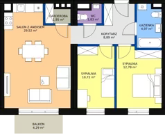 3 pokoje, mieszkanie 73,47 m², piętro 2, oferta nr C-98, Przewóz 4, Kraków, Podgórze, Płaszów, ul. Przewóz 4