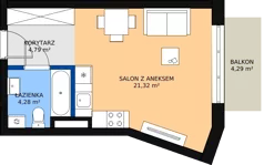 1 pokój, mieszkanie 30,52 m², piętro 3, oferta nr C-125, Przewóz 4, Kraków, Podgórze, Płaszów, ul. Przewóz 4