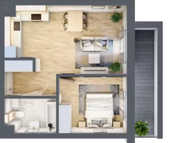 2 pokoje, mieszkanie 41,69 m², parter, oferta nr 3, Centralna 51C, Kraków, Czyżyny, ul. Centralna