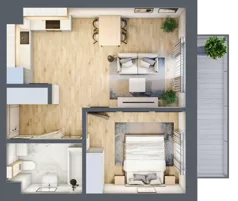 2 pokoje, mieszkanie 41,69 m², piętro 2, oferta nr 15, Centralna 51C, Kraków, Czyżyny, ul. Centralna