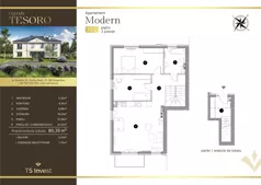 3 pokoje, apartament 81,00 m², piętro 1, oferta nr 23.2, Ogrody Tesoro - Apartamenty Modern, Gdynia, Pogórze, Suchy Dwór ul. Szkolna