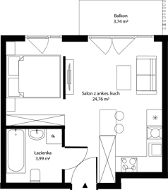 1 pokój, mieszkanie 28,75 m², piętro 1, oferta nr mieszkanie 9, Bytkowska 4.0, Katowice, Wełnowiec-Józefowiec, ul. Bytkowska