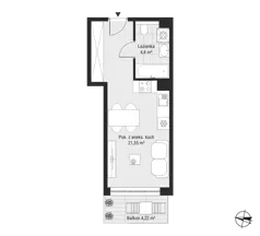 1 pokój, mieszkanie 25,71 m², piętro 6, oferta nr mieszkanie 61, Bytkowska 3.0, Katowice, Wełnowiec-Józefowiec, ul. Bytkowska