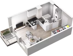 1 pokój, mieszkanie 27,12 m², piętro 2, oferta nr D31, Na Koszutce II, Katowice, Śródmieście, Koszutka, ul. Słoneczna 1