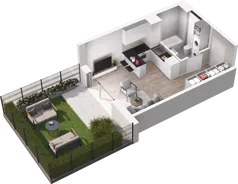 1 pokój, mieszkanie 27,12 m², parter, oferta nr E01, Na Koszutce II, Katowice, Śródmieście, Koszutka, ul. Słoneczna 1