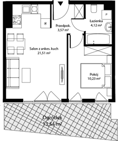2 pokoje, mieszkanie 39,43 m², parter, oferta nr mieszkanie 1, Bytkowska 4.0, Katowice, Wełnowiec-Józefowiec, ul. Bytkowska