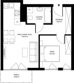 2 pokoje, mieszkanie 40,63 m², piętro 4, oferta nr mieszkanie 24, Bytkowska 4.0, Katowice, Wełnowiec-Józefowiec, ul. Bytkowska