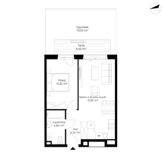 2 pokoje, mieszkanie 43,79 m², parter, oferta nr B11-M13, Krzemienna, Katowice, Osiedle Paderewskiego-Muchowiec, Muchowiec, ul. Krzemienna