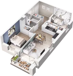 2 pokoje, mieszkanie 40,72 m², piętro 2, oferta nr F2-13, Na Koszutce II, Katowice, Śródmieście, Koszutka, ul. Słoneczna 1