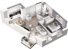 2 pokoje, mieszkanie 40,11 m², piętro 2, oferta nr F1-14, Na Koszutce II, Katowice, Śródmieście, Koszutka, ul. Słoneczna 1