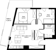 3 pokoje, mieszkanie 46,31 m², piętro 1, oferta nr mieszkanie 8, Bytkowska 4.0, Katowice, Wełnowiec-Józefowiec, ul. Bytkowska