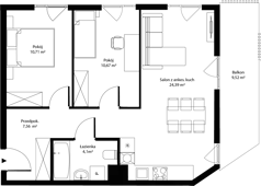 3 pokoje, mieszkanie 57,43 m², piętro 1, oferta nr mieszkanie 10, Bytkowska 4.0, Katowice, Wełnowiec-Józefowiec, ul. Bytkowska