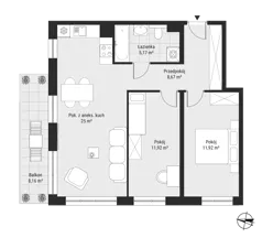 3 pokoje, mieszkanie 63,68 m², piętro 5, oferta nr 52, Bytkowska 3.0, Katowice, Wełnowiec-Józefowiec, ul. Bytkowska