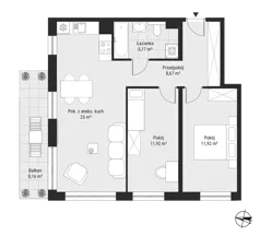 3 pokoje, mieszkanie 63,83 m², piętro 3, oferta nr mieszkanie 32, Bytkowska 3.0, Katowice, Wełnowiec-Józefowiec, ul. Bytkowska