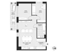 3 pokoje, mieszkanie 55,05 m², piętro 2, oferta nr mieszkanie 23, Bytkowska 3.0, Katowice, Wełnowiec-Józefowiec, ul. Bytkowska