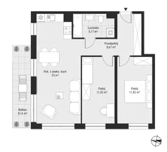 3 pokoje, mieszkanie 63,77 m², piętro 1, oferta nr mieszkanie 12, Bytkowska 3.0, Katowice, Wełnowiec-Józefowiec, ul. Bytkowska