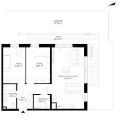 3 pokoje, mieszkanie 72,32 m², parter, oferta nr B11-M03, Krzemienna, Katowice, Osiedle Paderewskiego-Muchowiec, Muchowiec, ul. Krzemienna