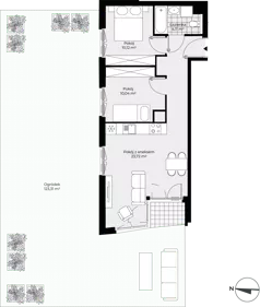 3 pokoje, mieszkanie 55,77 m², piętro 1, oferta nr F1-16, Piasta Park VII, Kraków, Mistrzejowice, Osiedle Piastów, Osiedle Piastów 63