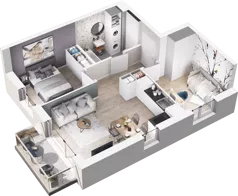 3 pokoje, mieszkanie 46,55 m², piętro 4, oferta nr D50, Na Koszutce II, Katowice, Śródmieście, Koszutka, ul. Słoneczna 1