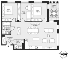 4 pokoje, mieszkanie 84,38 m², piętro 1, oferta nr mieszkanie 17, Bytkowska 3.0, Katowice, Wełnowiec-Józefowiec, ul. Bytkowska