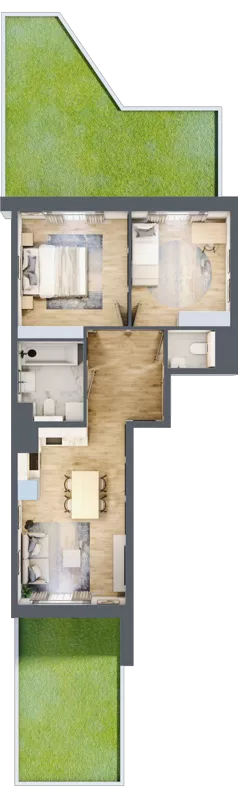 3 pokoje, mieszkanie 53,19 m², parter, oferta nr mieszkanie G1-64, Piasta Park VI, Kraków, Mistrzejowice, Osiedle Piastów, Osiedle Piastów 63