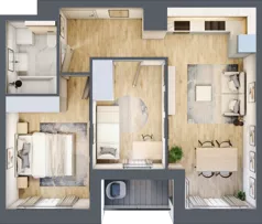 3 pokoje, mieszkanie 49,63 m², piętro 7, oferta nr mieszkanie G1-56, Piasta Park VI, Kraków, Mistrzejowice, Osiedle Piastów, Osiedle Piastów 63