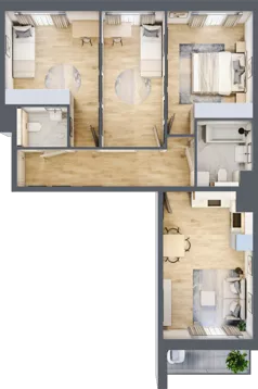 4 pokoje, mieszkanie 71,23 m², piętro 5, oferta nr G1-47, Piasta Park VI, Kraków, Mistrzejowice, Osiedle Piastów, Osiedle Piastów 63