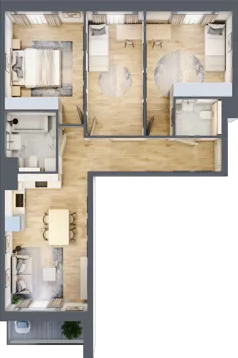 4 pokoje, mieszkanie 71,45 m², piętro 4, oferta nr mieszkanie G1-46, Piasta Park VI, Kraków, Mistrzejowice, Osiedle Piastów, Osiedle Piastów 63