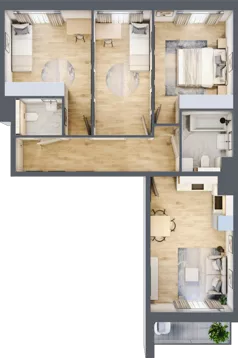 4 pokoje, mieszkanie 70,96 m², piętro 3, oferta nr mieszkanie G1-39, Piasta Park VI, Kraków, Mistrzejowice, Osiedle Piastów, Osiedle Piastów 63