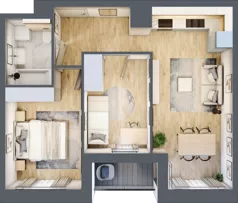 3 pokoje, mieszkanie 49,63 m², piętro 4, oferta nr mieszkanie G1-44, Piasta Park VI, Kraków, Mistrzejowice, Osiedle Piastów, Osiedle Piastów 63