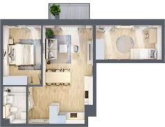 3 pokoje, mieszkanie 56,42 m², piętro 3, oferta nr D47, Na Koszutce II, Katowice, Śródmieście, Koszutka, ul. Słoneczna 1