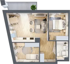 3 pokoje, mieszkanie 55,51 m², piętro 3, oferta nr D45, Na Koszutce II, Katowice, Śródmieście, Koszutka, ul. Słoneczna 1