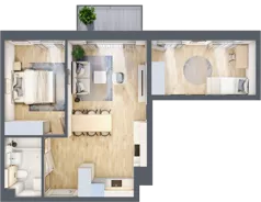 3 pokoje, mieszkanie 56,42 m², piętro 2, oferta nr D35, Na Koszutce II, Katowice, Śródmieście, Koszutka, ul. Słoneczna 1