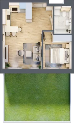2 pokoje, mieszkanie 40,70 m², parter, oferta nr D07, Na Koszutce II, Katowice, Śródmieście, Koszutka, ul. Słoneczna 1