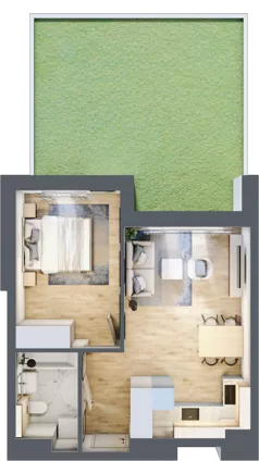 2 pokoje, mieszkanie 39,34 m², parter, oferta nr D01, Na Koszutce II, Katowice, Śródmieście, Koszutka, ul. Słoneczna 1