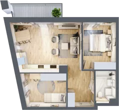 3 pokoje, mieszkanie 55,51 m², piętro 2, oferta nr E27, Na Koszutce II, Katowice, Śródmieście, Koszutka, ul. Słoneczna 1