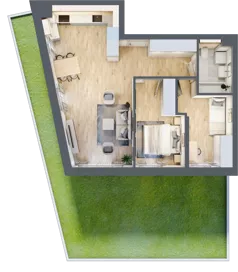 3 pokoje, mieszkanie 59,64 m², parter, oferta nr E02, Na Koszutce II, Katowice, Śródmieście, Koszutka, ul. Słoneczna 1
