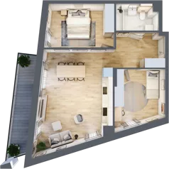 3 pokoje, mieszkanie 64,10 m², piętro 2, oferta nr F1-17, Na Koszutce II, Katowice, Śródmieście, Koszutka, ul. Słoneczna 1