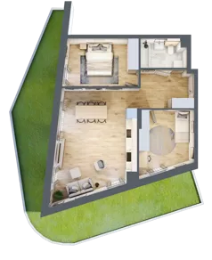 3 pokoje, mieszkanie 64,10 m², parter, oferta nr F1-05, Na Koszutce II, Katowice, Śródmieście, Koszutka, ul. Słoneczna 1