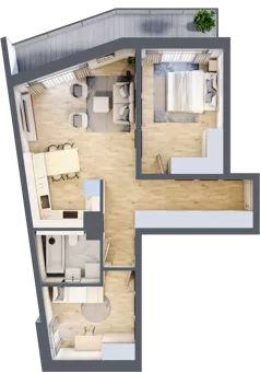 3 pokoje, mieszkanie 61,61 m², parter, oferta nr F1-01, Na Koszutce II, Katowice, Śródmieście, Koszutka, ul. Słoneczna 1
