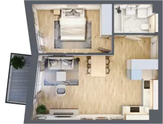 2 pokoje, mieszkanie 46,51 m², piętro 1, oferta nr F1-11, Na Koszutce II, Katowice, Śródmieście, Koszutka, ul. Słoneczna 1