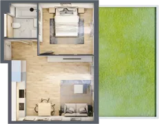 2 pokoje, mieszkanie 41,60 m², parter, oferta nr mieszkanie A0.20, Enklawa Bukowa, Kraków, Podgórze, Rybitwy, ul. Bukowa 67