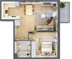 2 pokoje, mieszkanie 47,75 m², piętro 5, oferta nr A5.20, Enklawa Bukowa, Kraków, Podgórze, Rybitwy, ul. Bukowa 67