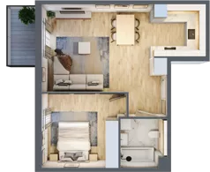 2 pokoje, mieszkanie 47,75 m², piętro 3, oferta nr A3.7, Enklawa Bukowa, Kraków, Podgórze, Rybitwy, ul. Bukowa 67