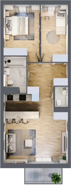 3 pokoje, mieszkanie 65,49 m², piętro 2, oferta nr mieszkanie A2.16, Enklawa Bukowa, Kraków, Podgórze, Rybitwy, ul. Bukowa 67