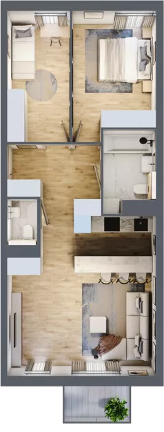 3 pokoje, mieszkanie 65,49 m², piętro 2, oferta nr mieszkanie A2.14, Enklawa Bukowa, Kraków, Podgórze, Rybitwy, ul. Bukowa 67